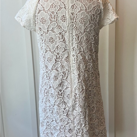 Loft Ann Taylor Size 6 Full Lace Lined Cream Colored Dress Knee Length Women’s - Picture 7 of 7
